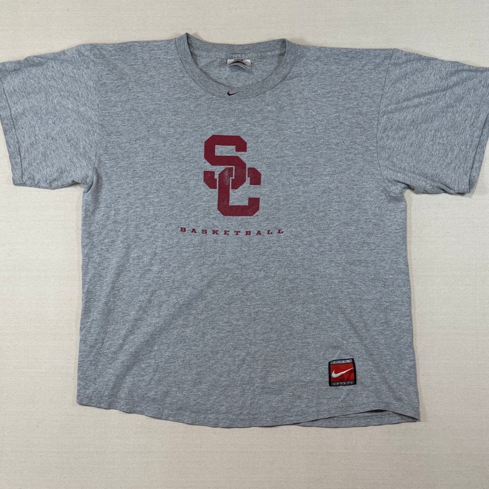 Vintage Nike Team Sports USC Trojans Basketball T-Shirt Gray Mens Medium 90s Tee